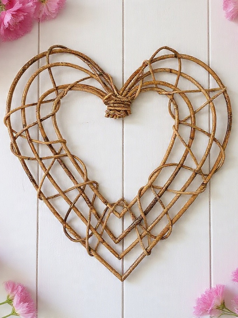 Woven Rattan  13" Heart Wall Decor - Natural Brown